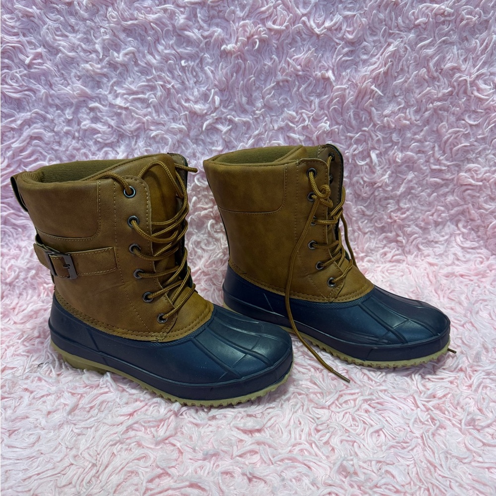 Torrid Brown and Blue Winter Rain Boots